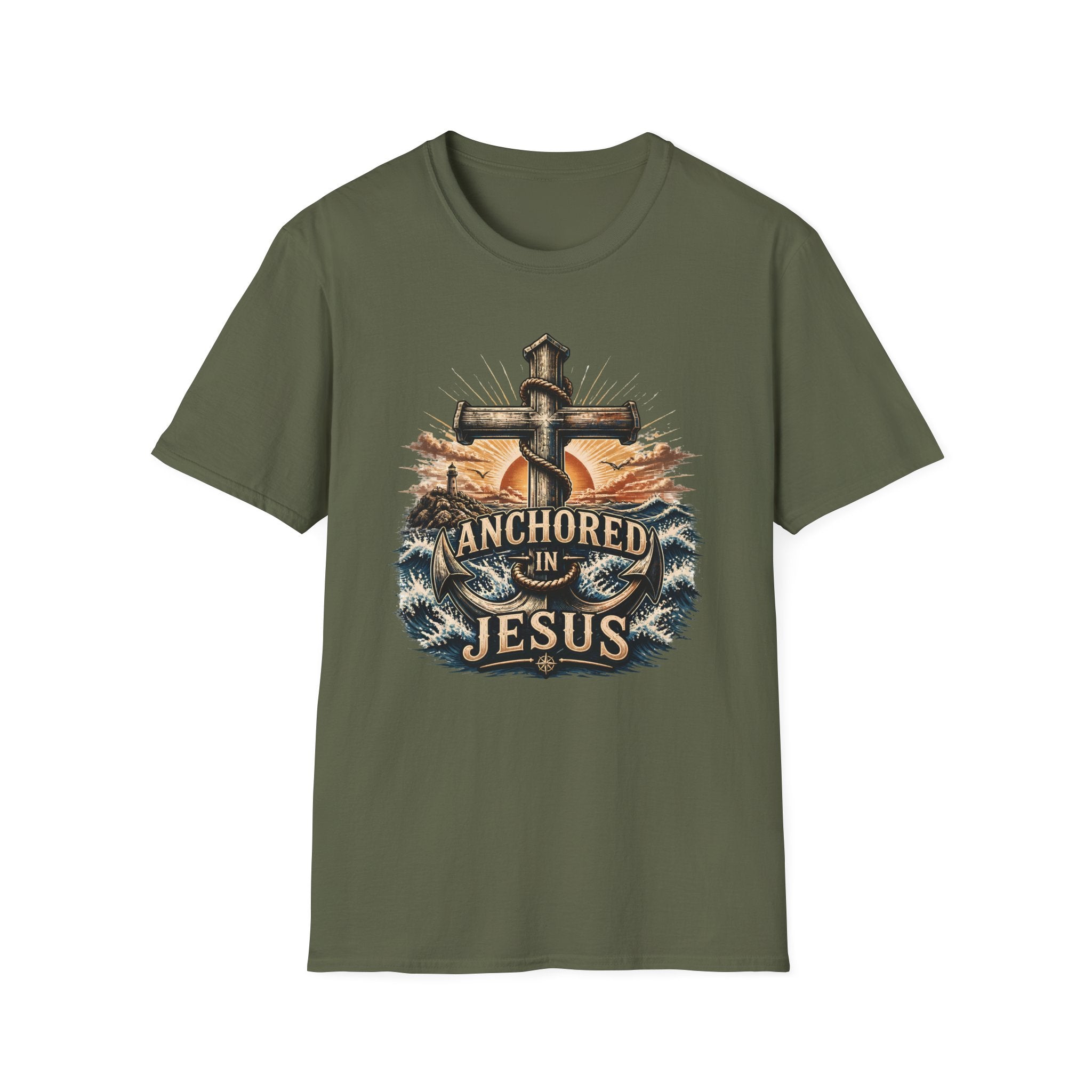 Anchored in Jesus T-Shirt — Christian Anchor Faith Tee