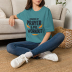 Prayer & Pre-Workout T-Shirt — "Powered by Prayer & Pre-Workout" Christian Fitness Tee