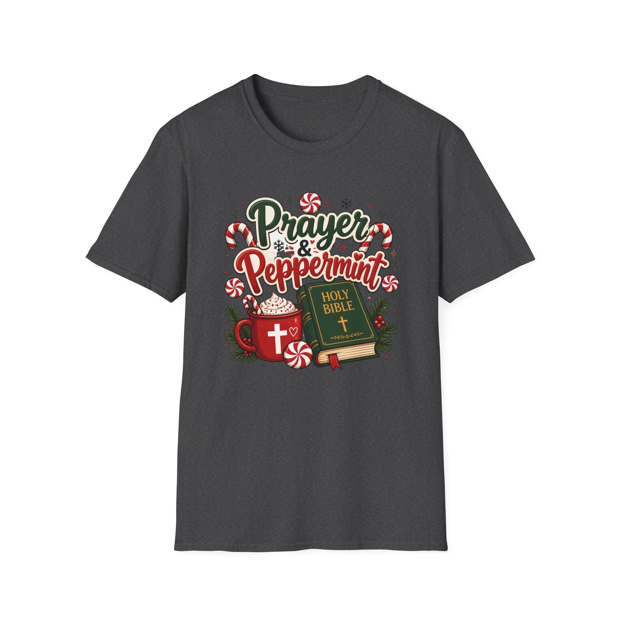 Prayer & Peppermint Christmas T-Shirt — Festive Bible Holiday Tee