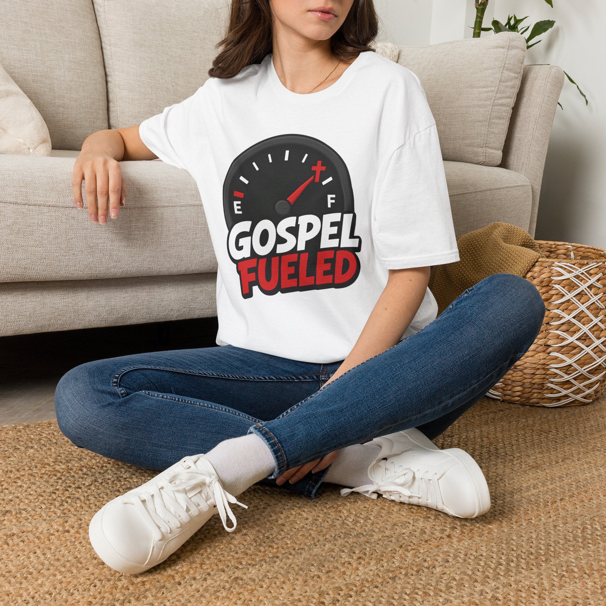 Gospel Fueled T-Shirt — Christian Faith Fuel Gauge Tee
