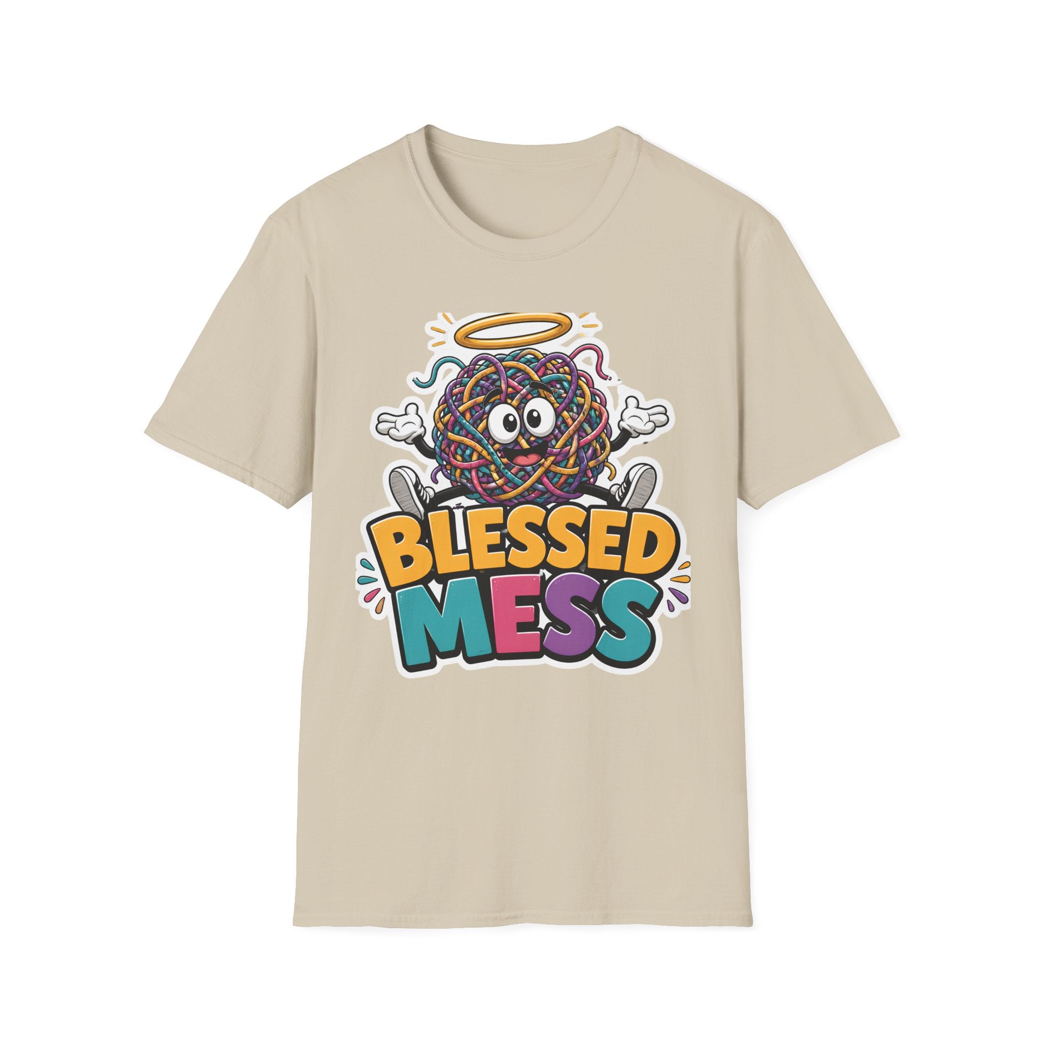 Blessed Mess T-Shirt — Cute Angelic Tangled Yarns Graphic Tee