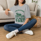 Too Blessed To Mow Fast T-Shirt — Funny Lawn Mower Gardening Tee