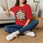 Jesus Saves T‑Shirt — Faith Graffiti Cross Christian Tee