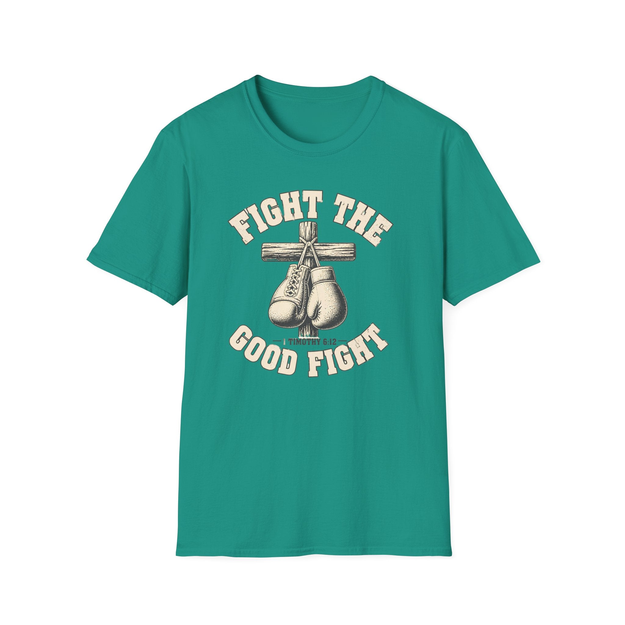 Fight The Good Fight T-Shirt — Vintage Boxing Gloves Inspirational Tee