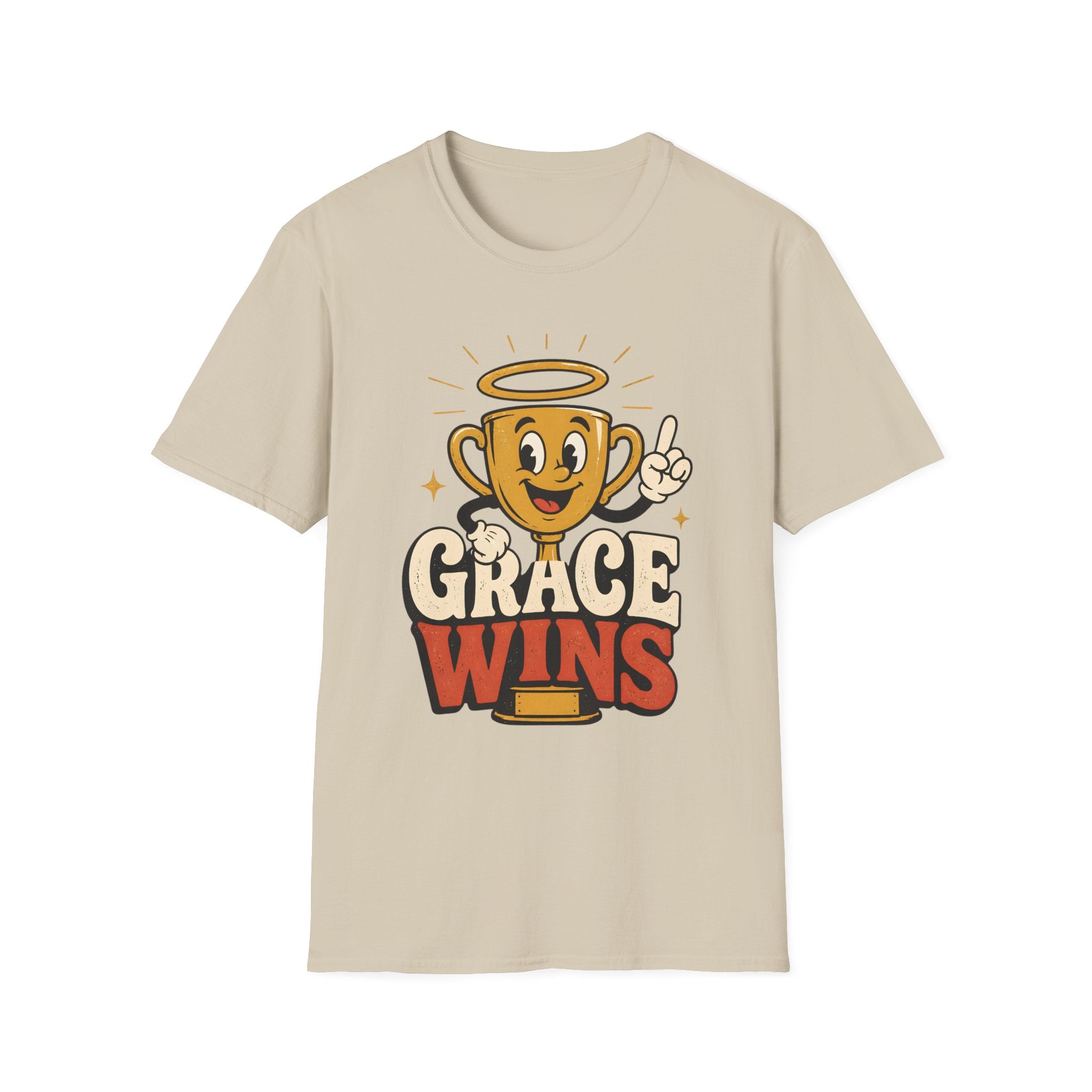 T-Shirt — 'Grace Wins' Angel Trophy Graphic Tee