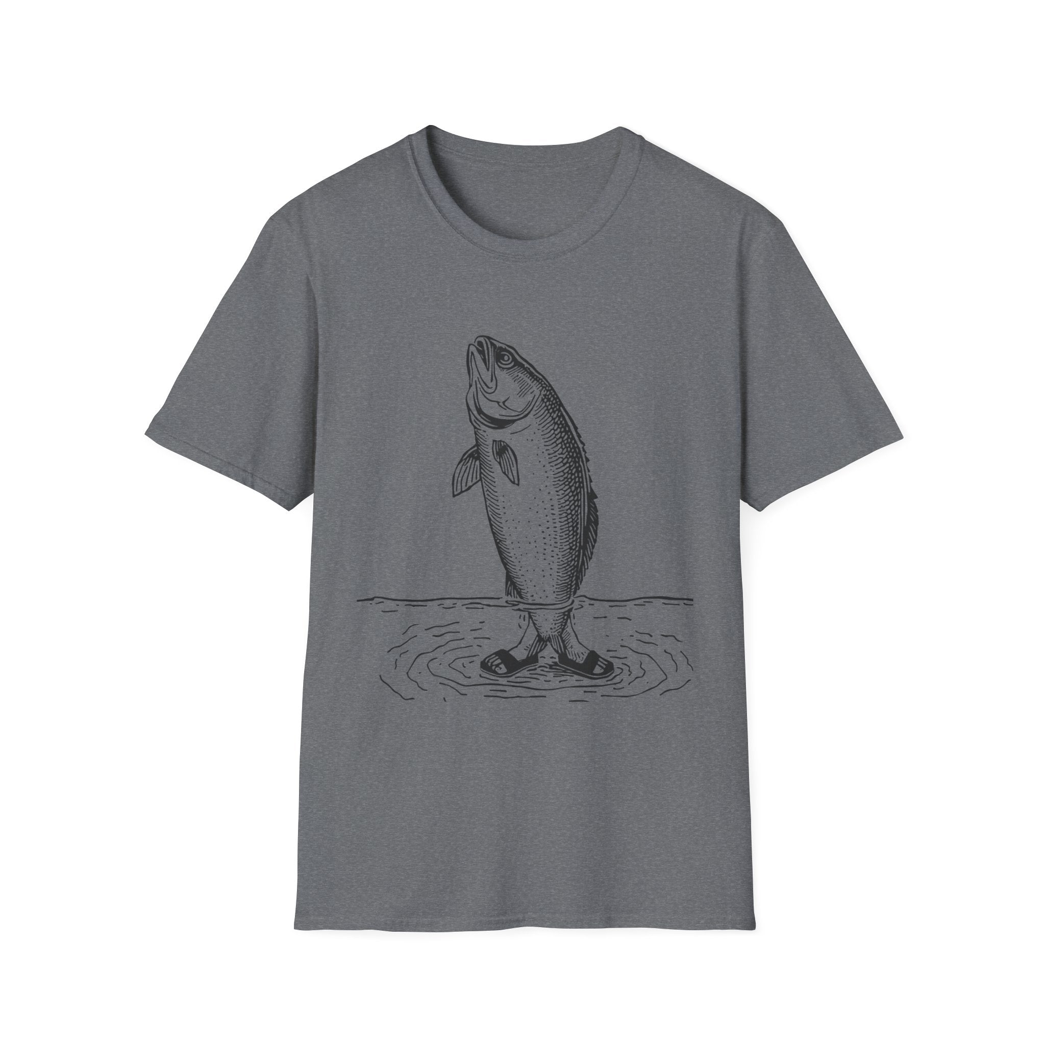 Fish Illustration T-Shirt — Vintage Leaping Trout Graphic
