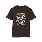 T-Shirt — “God’s Promise Never Never” Christian Faith Graphic