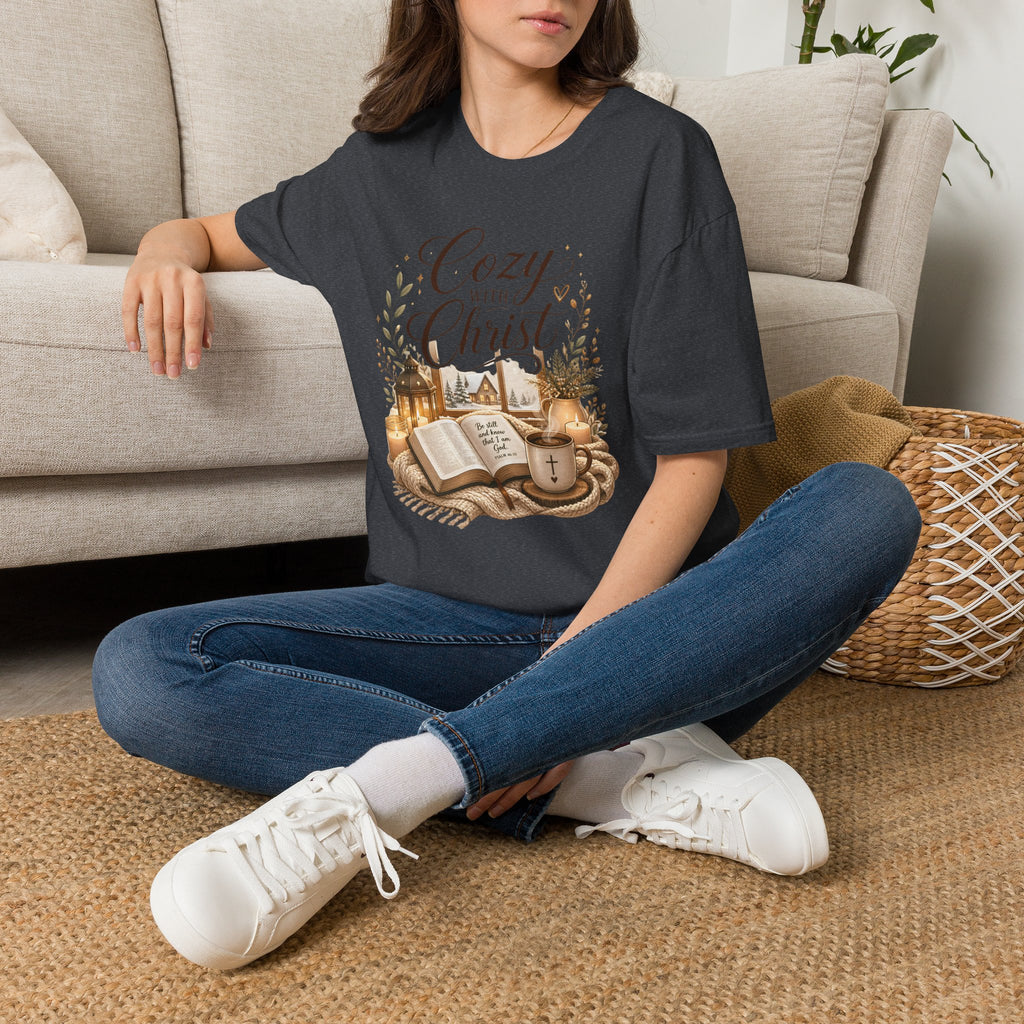 Cozy with Christ T‑Shirt — Faithful Christmas Cozy Home Design