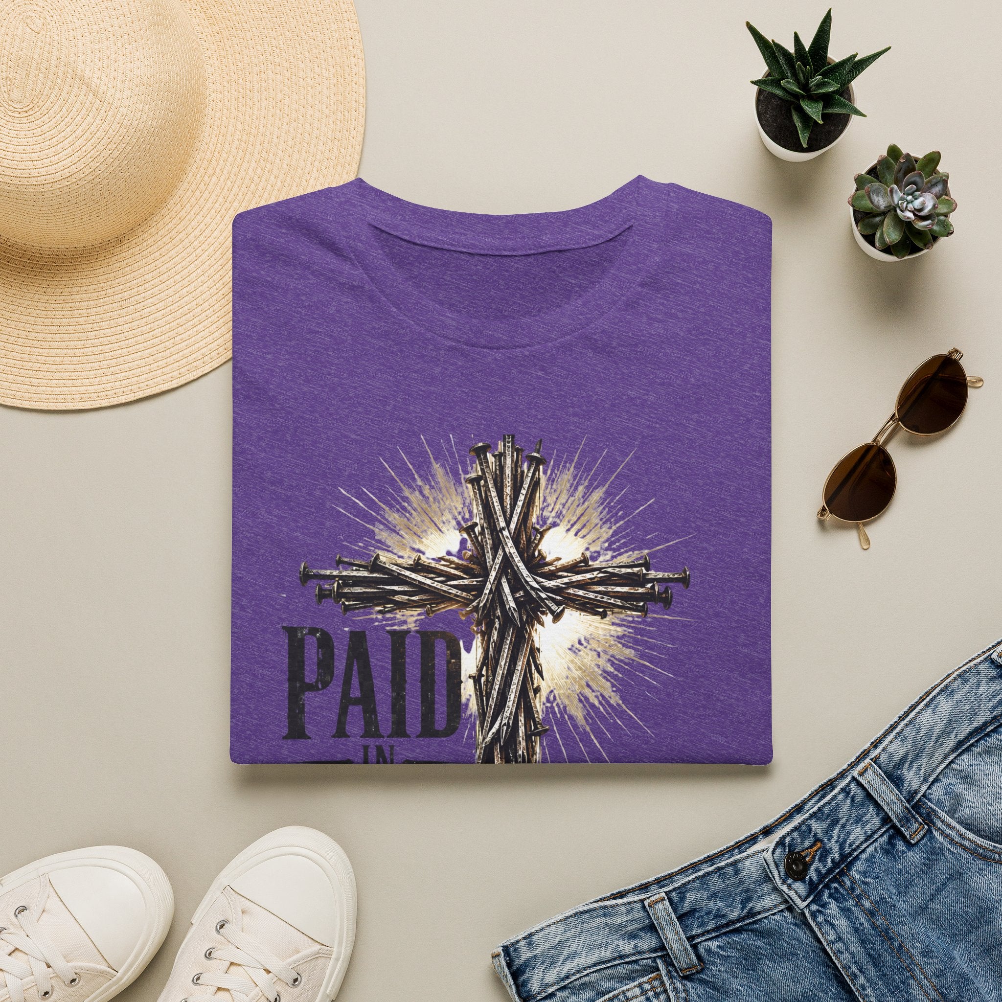 Christian T-Shirt — "Paid in Full" Cross Graphic Faith Tee