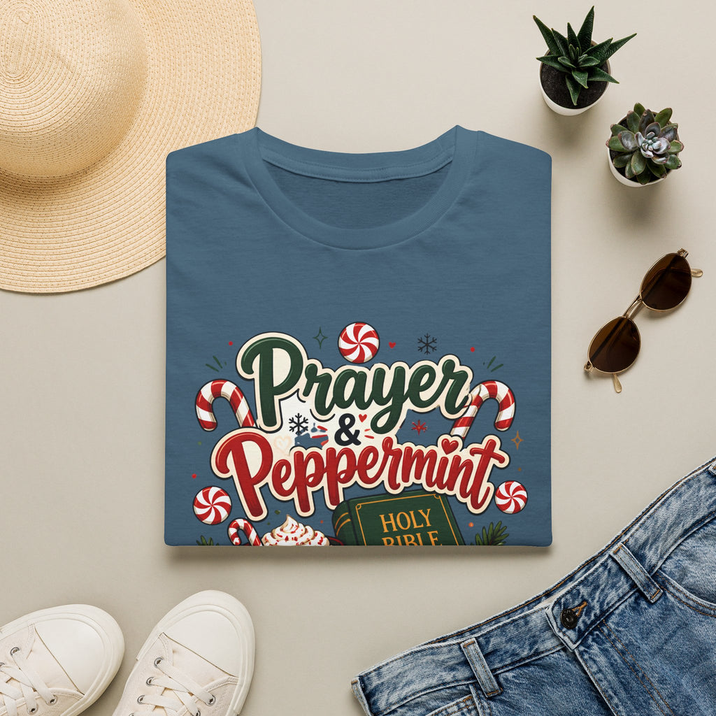 Prayer & Peppermint Christmas T-Shirt — Festive Bible Holiday Tee