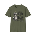 T‑Shirt — "I Could Be Meaner But Jesus Said No" Cute Raccoon Christian Tee