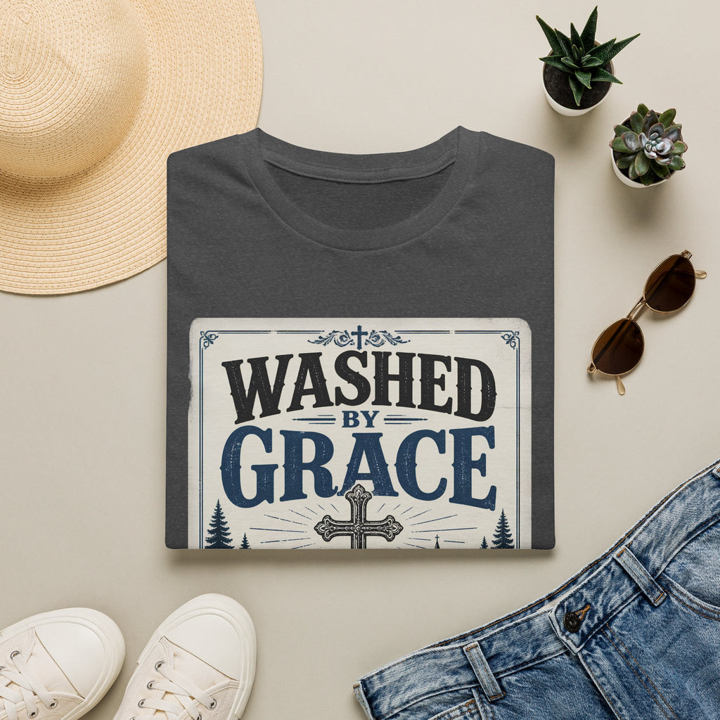 Washed By Grace T‑Shirt — Christian Faith Cross Tee