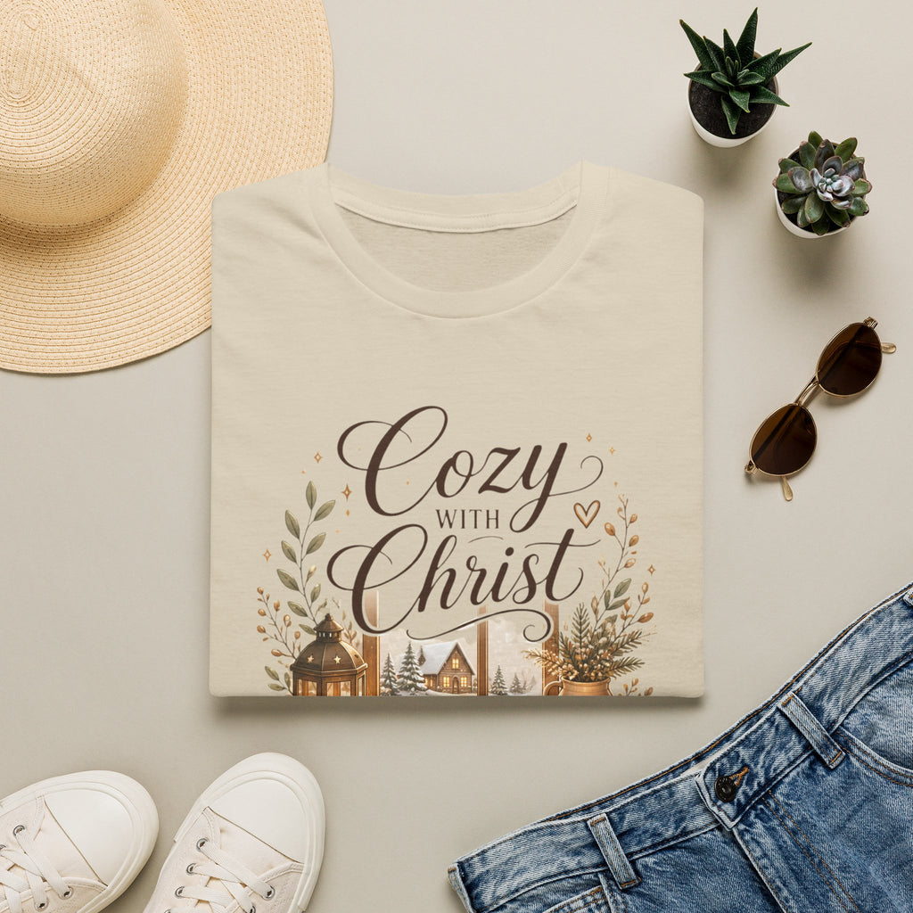 Cozy with Christ T‑Shirt — Faithful Christmas Cozy Home Design