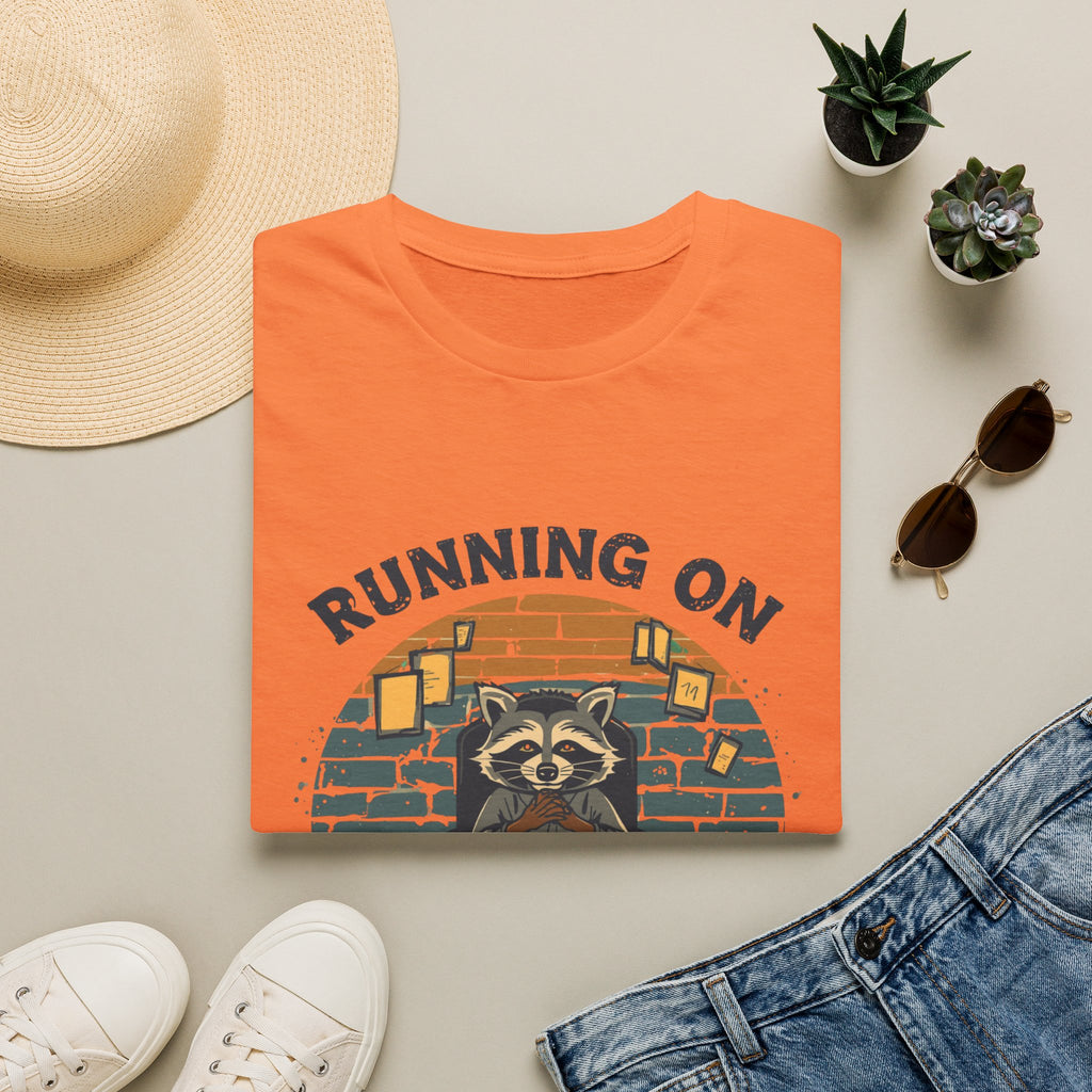 T‑Shirt — Running On Prayer & Coffee Raccoon Graphic Tee