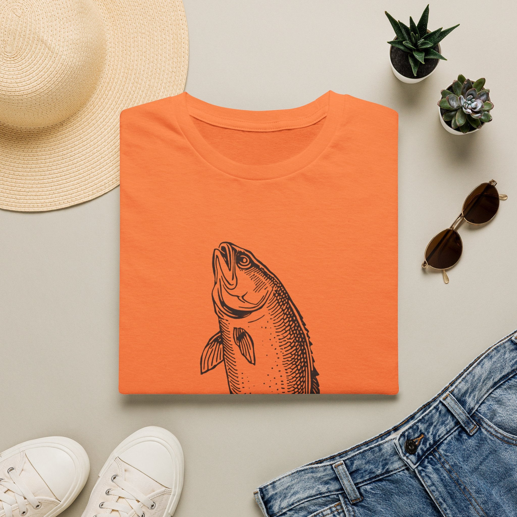 Fish Illustration T-Shirt — Vintage Leaping Trout Graphic
