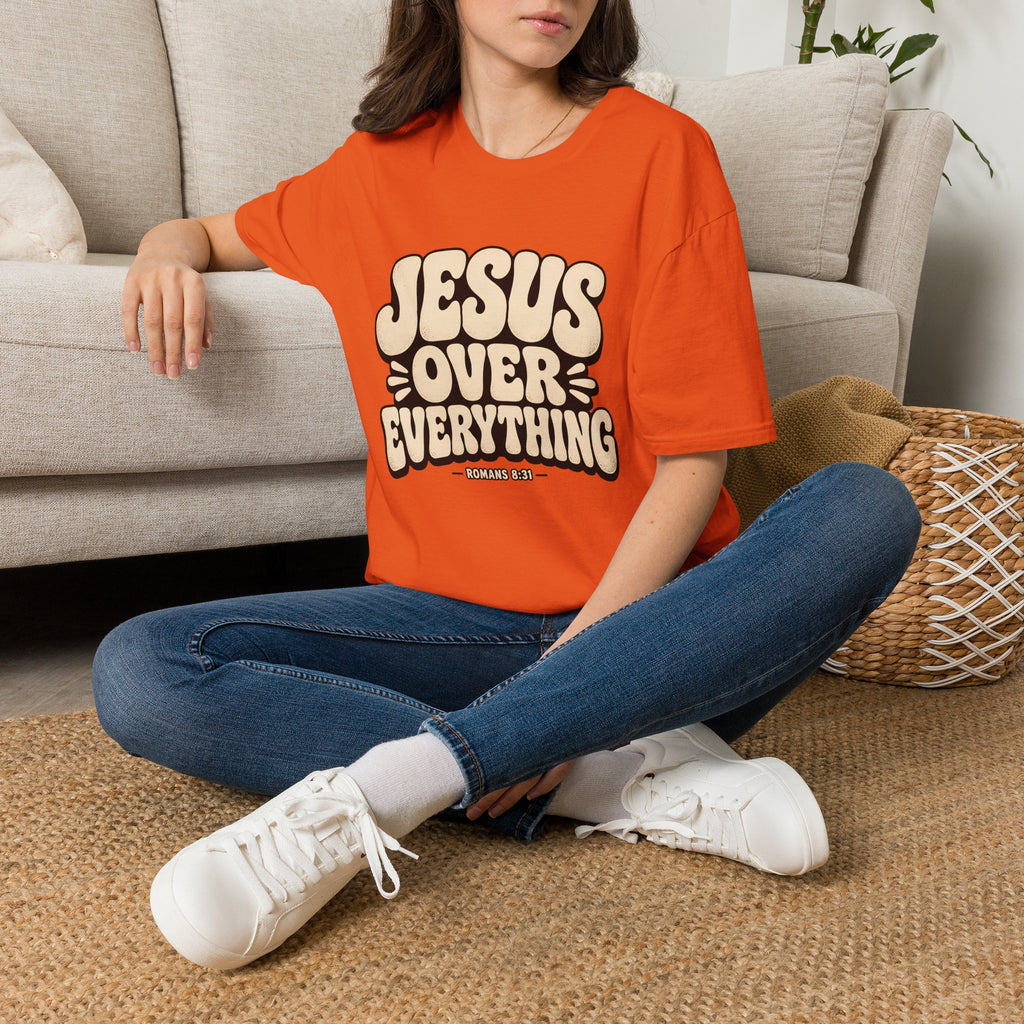Jesus Over Everything T‑Shirt — Retro Faith Graphic Tee