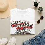 Saved by Grace T‑Shirt — Skateboard Faith Graphic