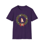 Christmas Prayer Hands T-Shirt — Holiday Wreath Faith Tee