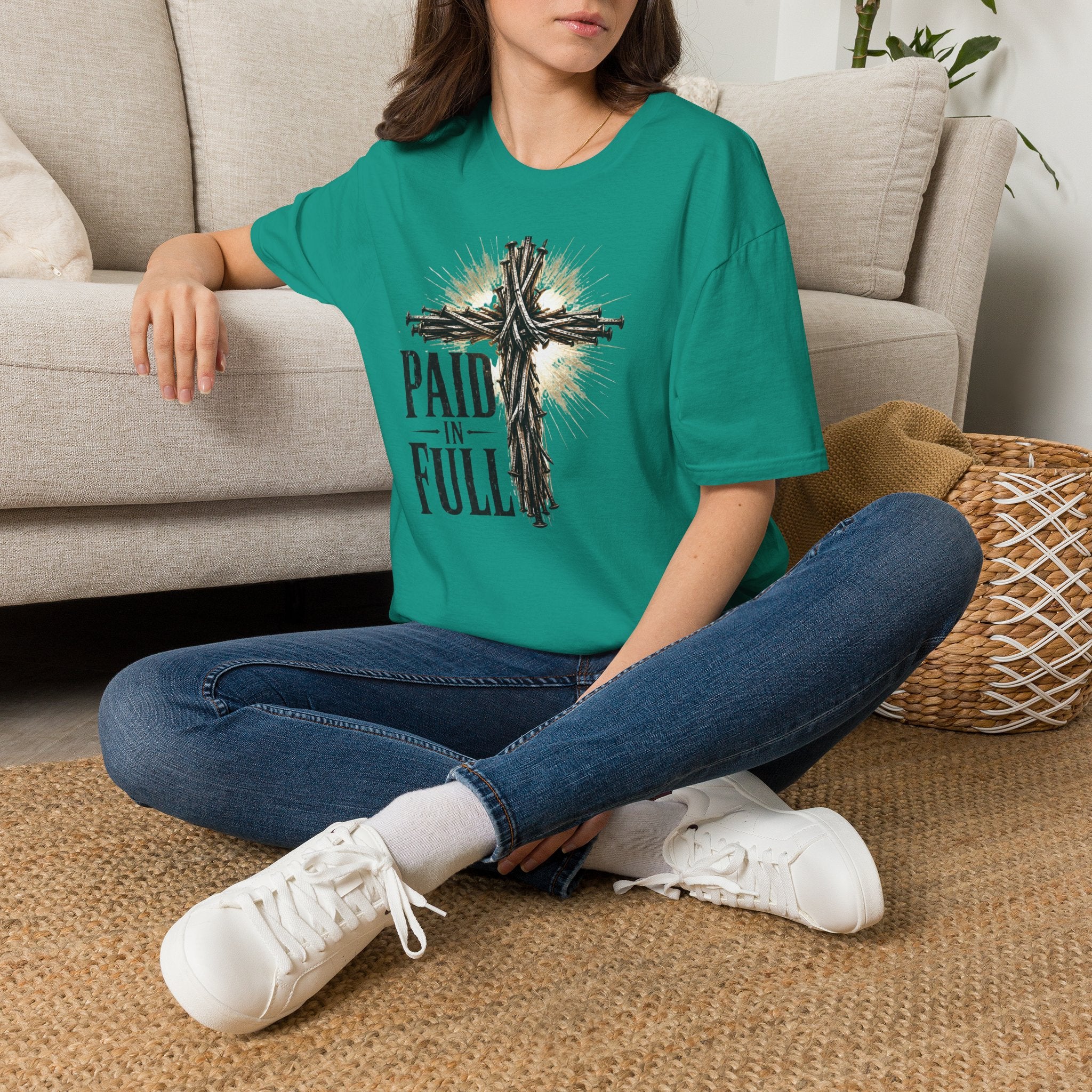 Christian T-Shirt — "Paid in Full" Cross Graphic Faith Tee