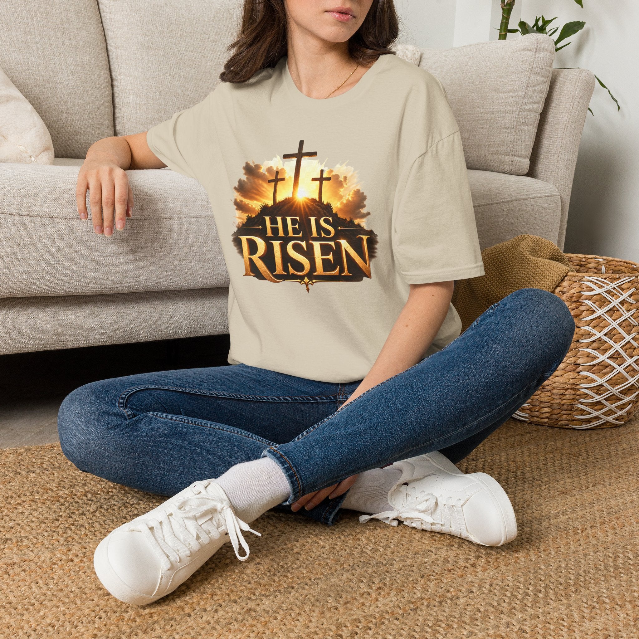 He Is Risen T-Shirt — Easter Christian Cross Resurrection Tee