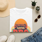 Christian T-Shirt — "Jesus Saves Bro" Retro Sunset Tee