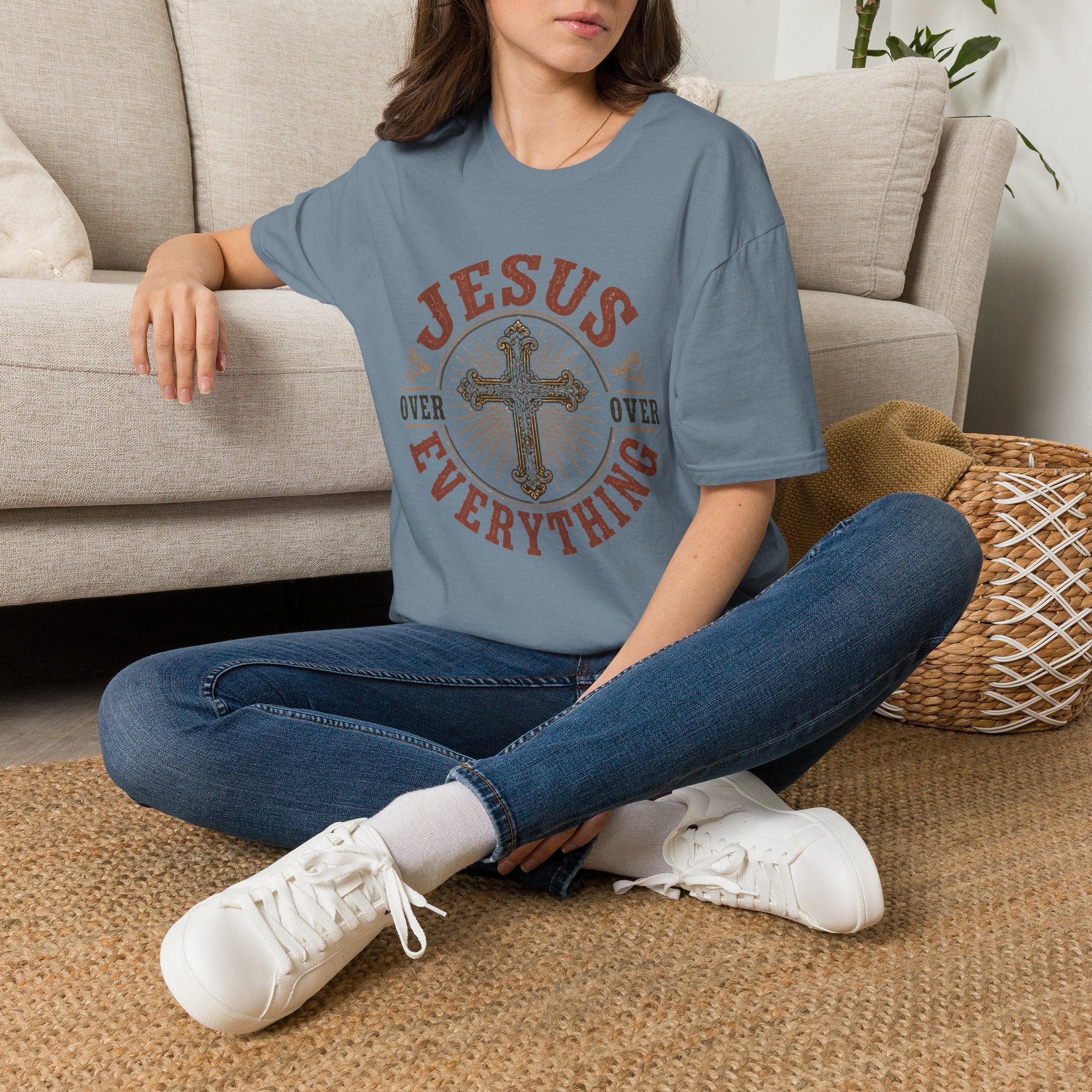 Jesus Over Everything T-Shirt — Christian Cross Faith Tee