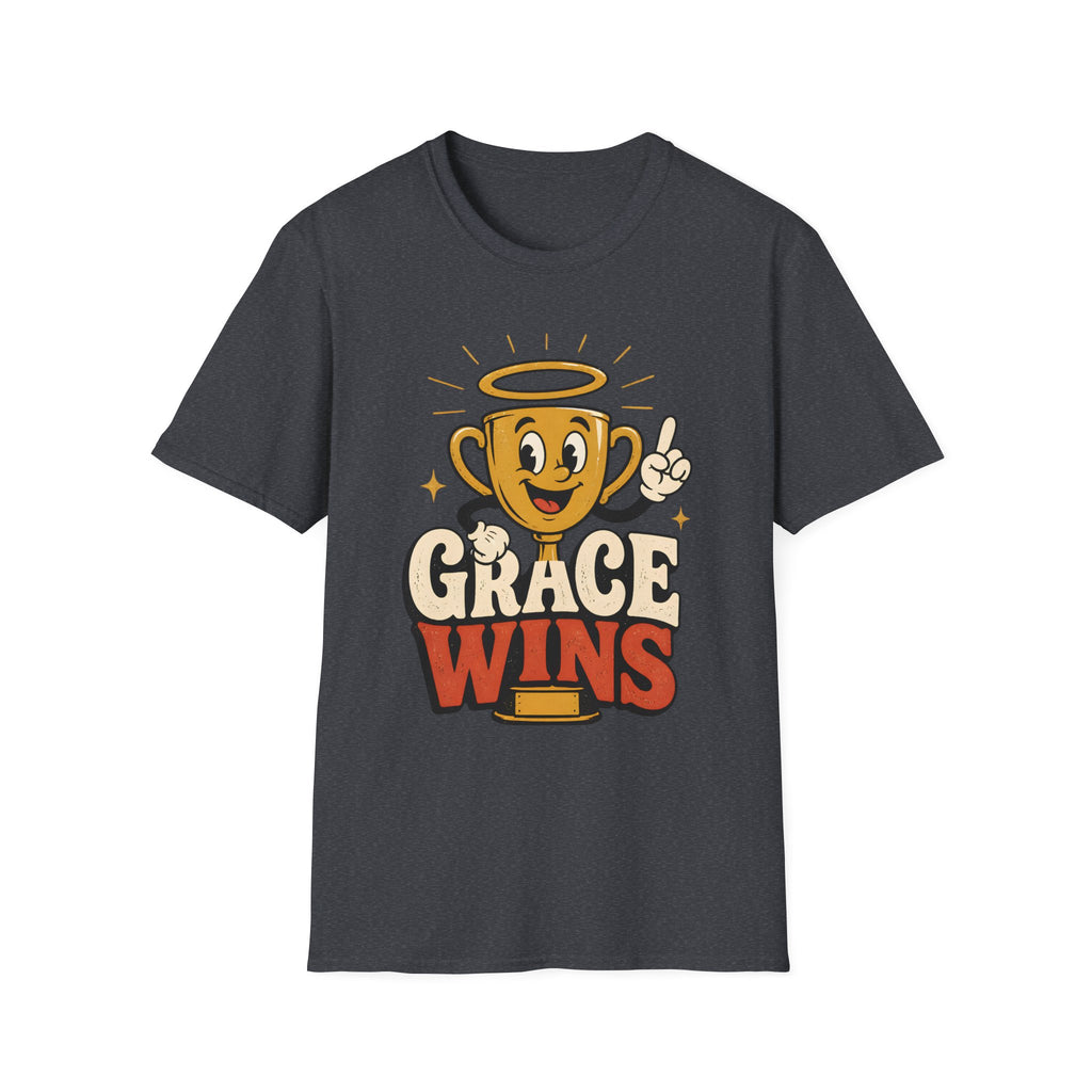 T-Shirt — 'Grace Wins' Angel Trophy Graphic Tee