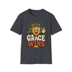 T-Shirt — 'Grace Wins' Angel Trophy Graphic Tee