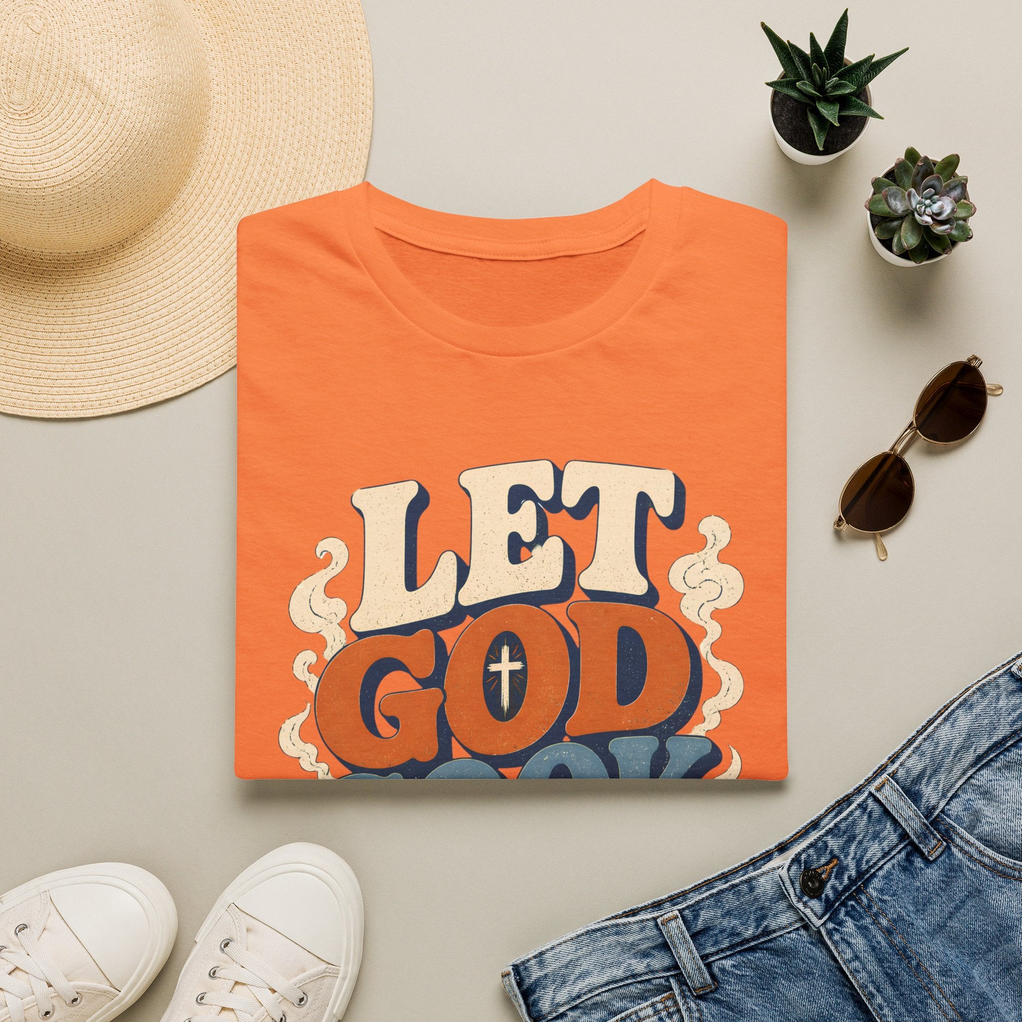 Let God Cook T-Shirt — Faith-Inspired Vintage Kitchen Graphic Tee
