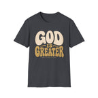 God Is Greater T-Shirt — Retro Faith Graphic Tee (1 John 4:4)