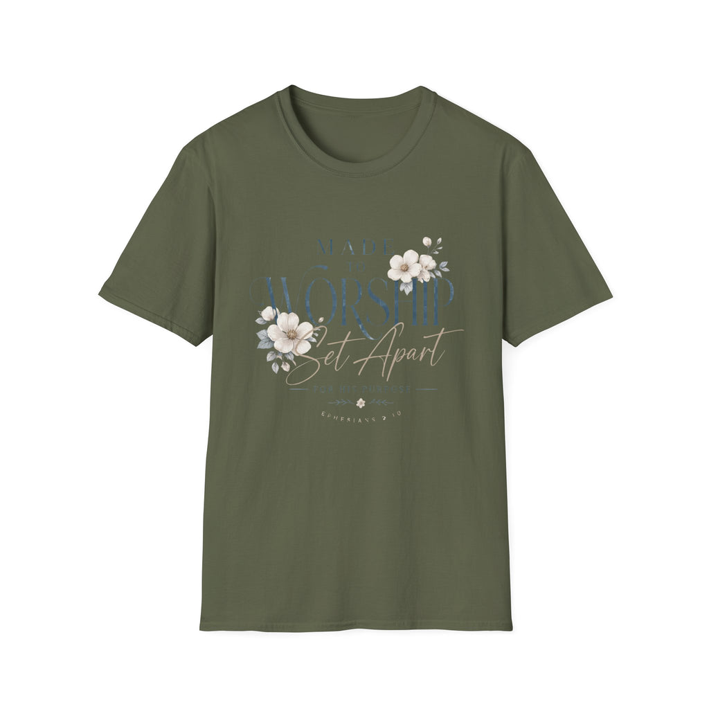 Made to Worship T-Shirt — Floral Christian Faith Tee
