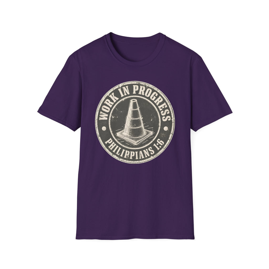 Work In Progress T-Shirt — 'Work In Progress' Vintage Cone Graphic Tee (Philippians 1:6)