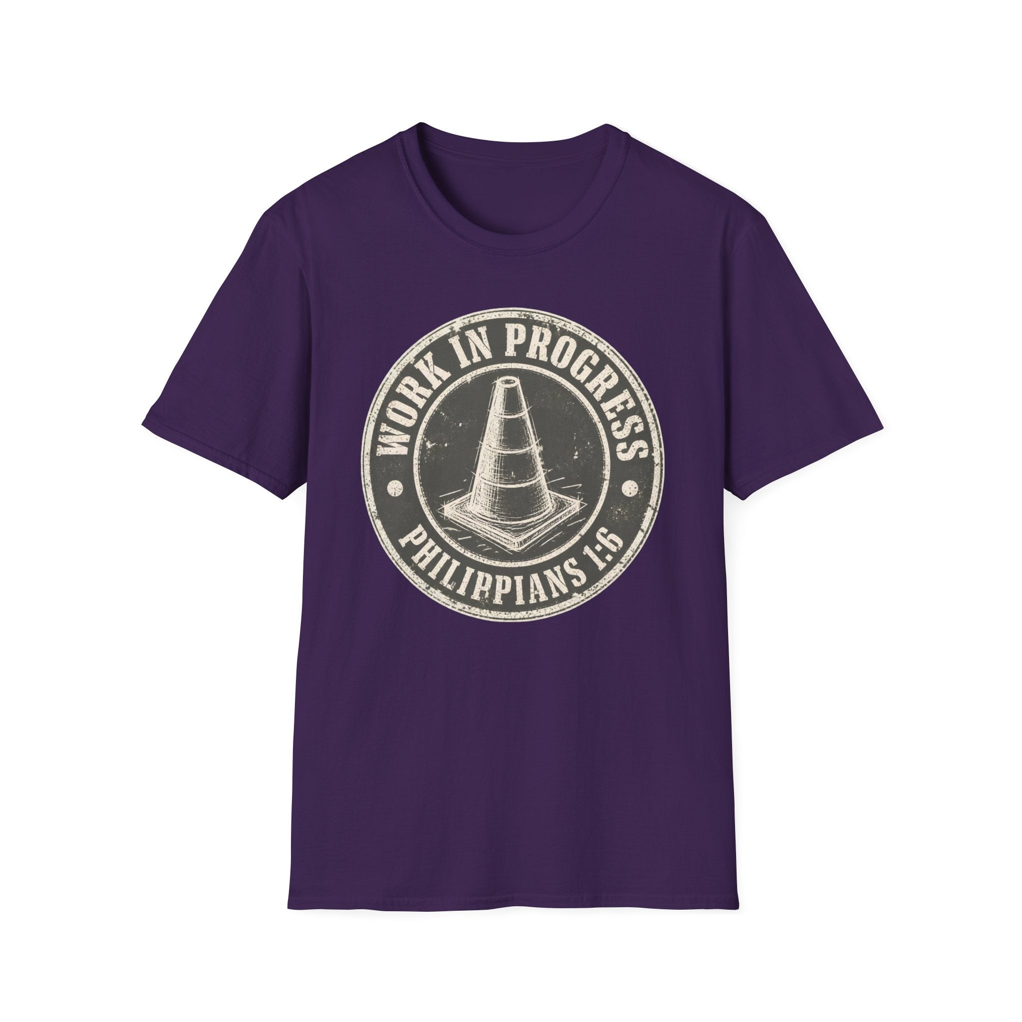 Work In Progress T-Shirt — 'Work In Progress' Vintage Cone Graphic Tee (Philippians 1:6)