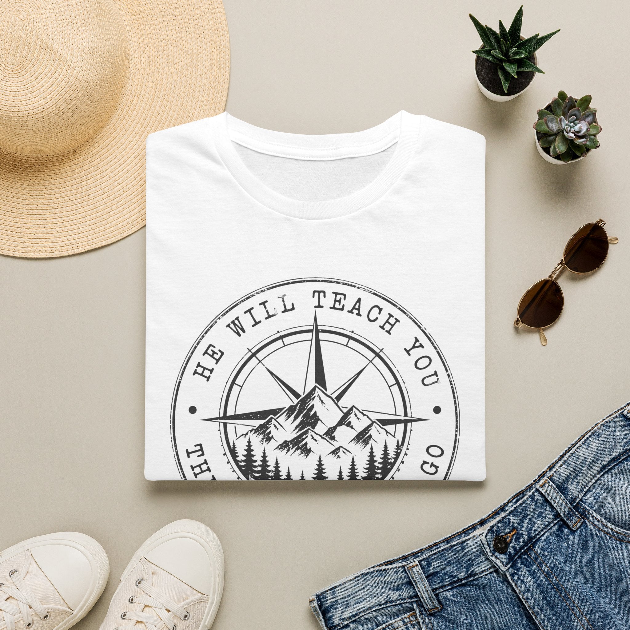T-Shirt — 'He Will Teach You The Way You Should Go' Mountain Compass Christian Tee