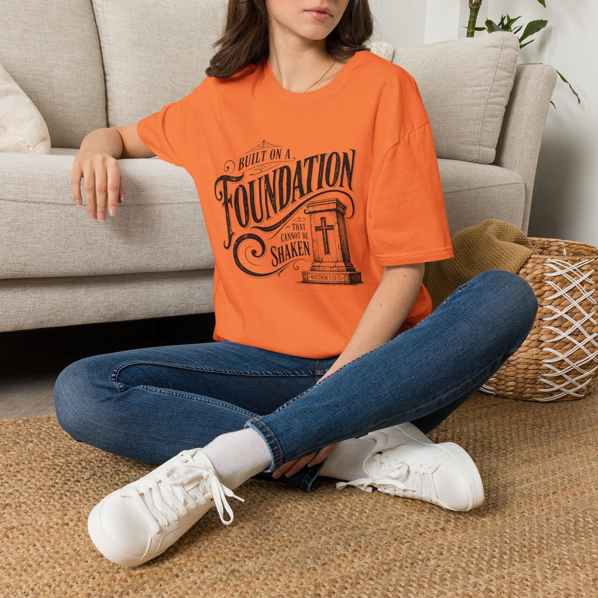 Foundation Christian T-Shirt — "Built on a Foundation" Inspirational Faith Tee