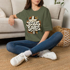 Jesus Saves T‑Shirt — Faith Graffiti Cross Christian Tee