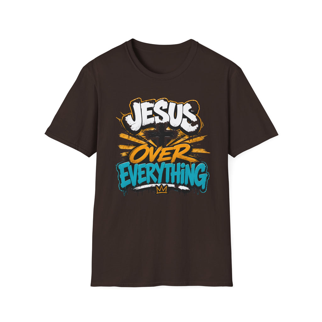Jesus Over Everything T-Shirt — Faith Graphic Tee with Cross Streetwear Design