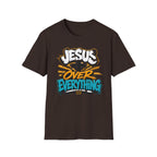 Jesus Over Everything T-Shirt — Faith Graphic Tee with Cross Streetwear Design