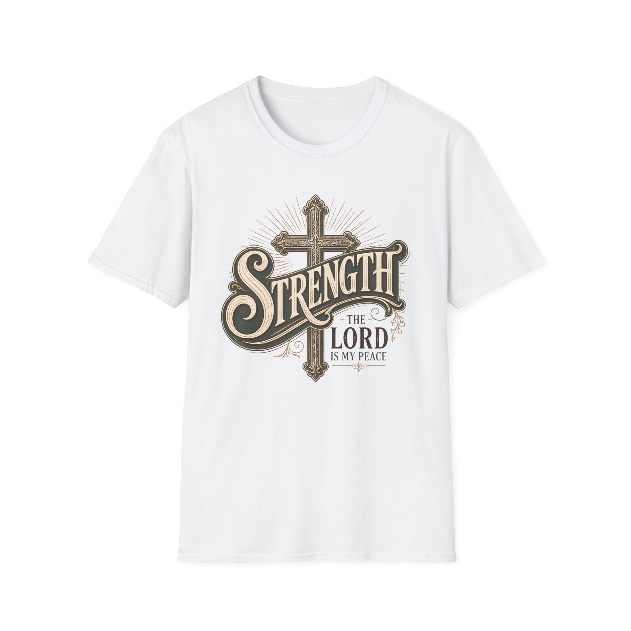 Strength Cross T‑Shirt — 'The Lord Is My Peace' Christian Faith Tee