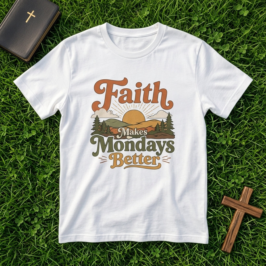 Faith Makes Mondays Better T-Shirt — Inspirational Christian Graphic Tee
