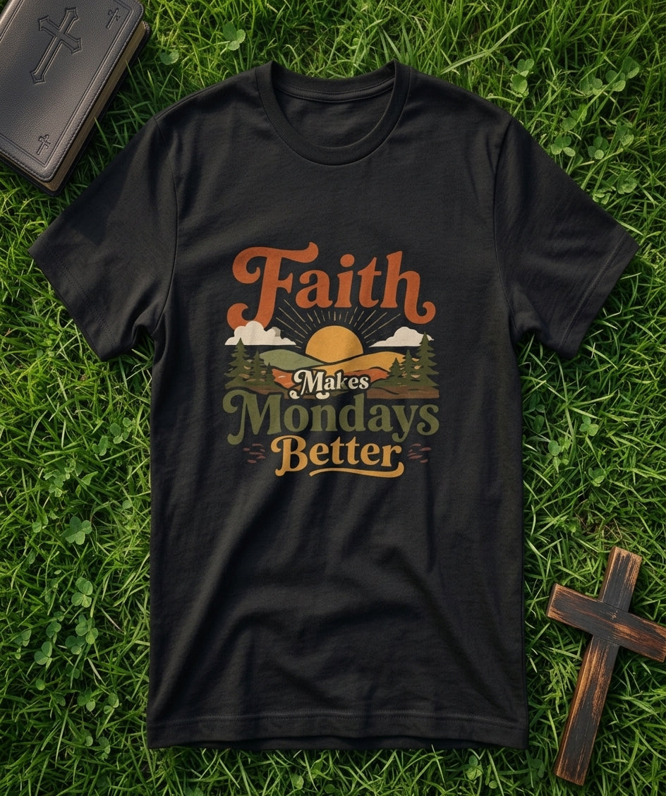 Faith Makes Mondays Better T-Shirt — Inspirational Christian Graphic Tee