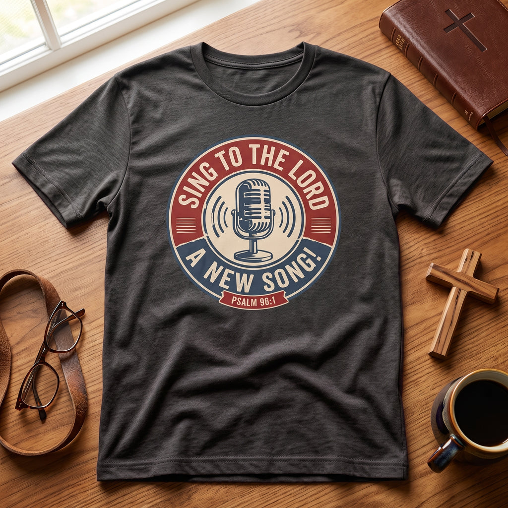 T-Shirt — "Sing to the Lord" Vintage Microphone Christian Music Tee
