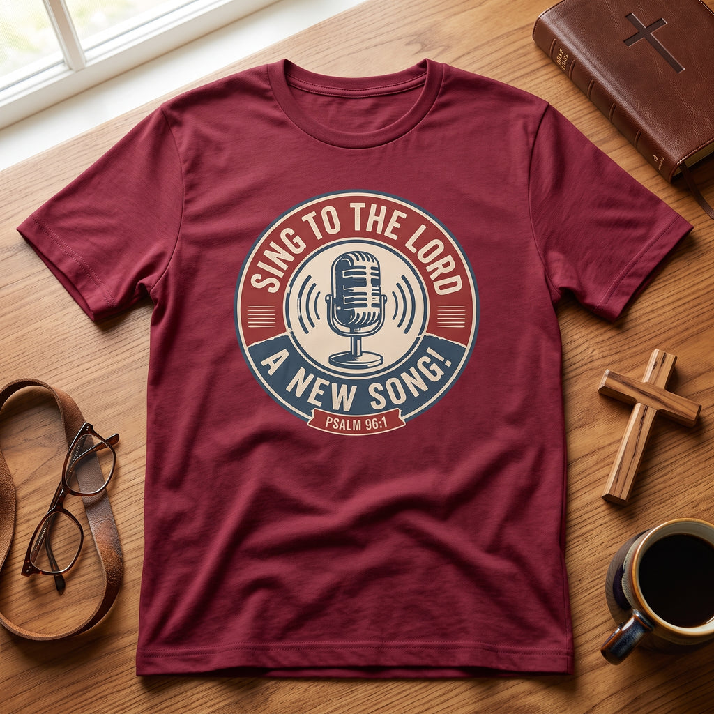 T-Shirt — "Sing to the Lord" Vintage Microphone Christian Music Tee