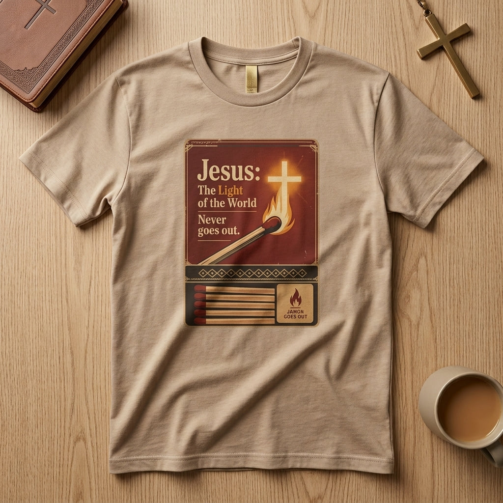 Jesus The Light Of The World T-Shirt — "Never Goes Out" Christian Tee