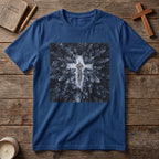 Cross in Snow Aerial Print T-Shirt — Minimalist Winter Graphic Tee