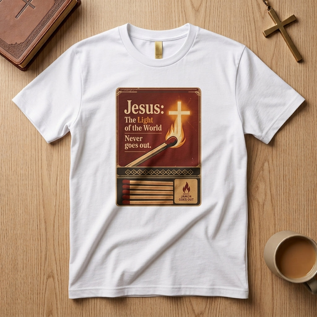 Jesus The Light Of The World T-Shirt — "Never Goes Out" Christian Tee