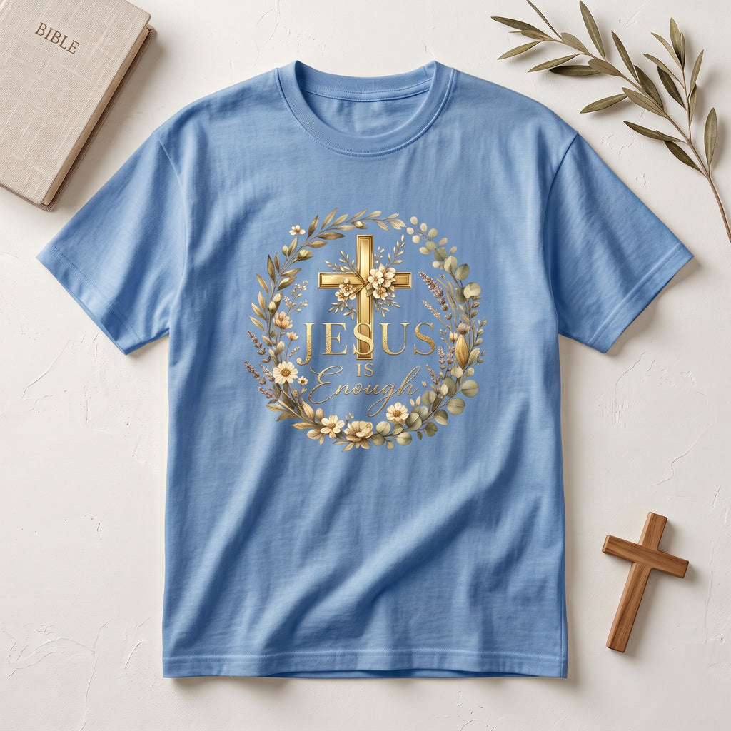 Christian Cross Floral T-Shirt — "Jesus Enough" Inspirational Tee