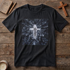 Cross in Snow Aerial Print T-Shirt — Minimalist Winter Graphic Tee