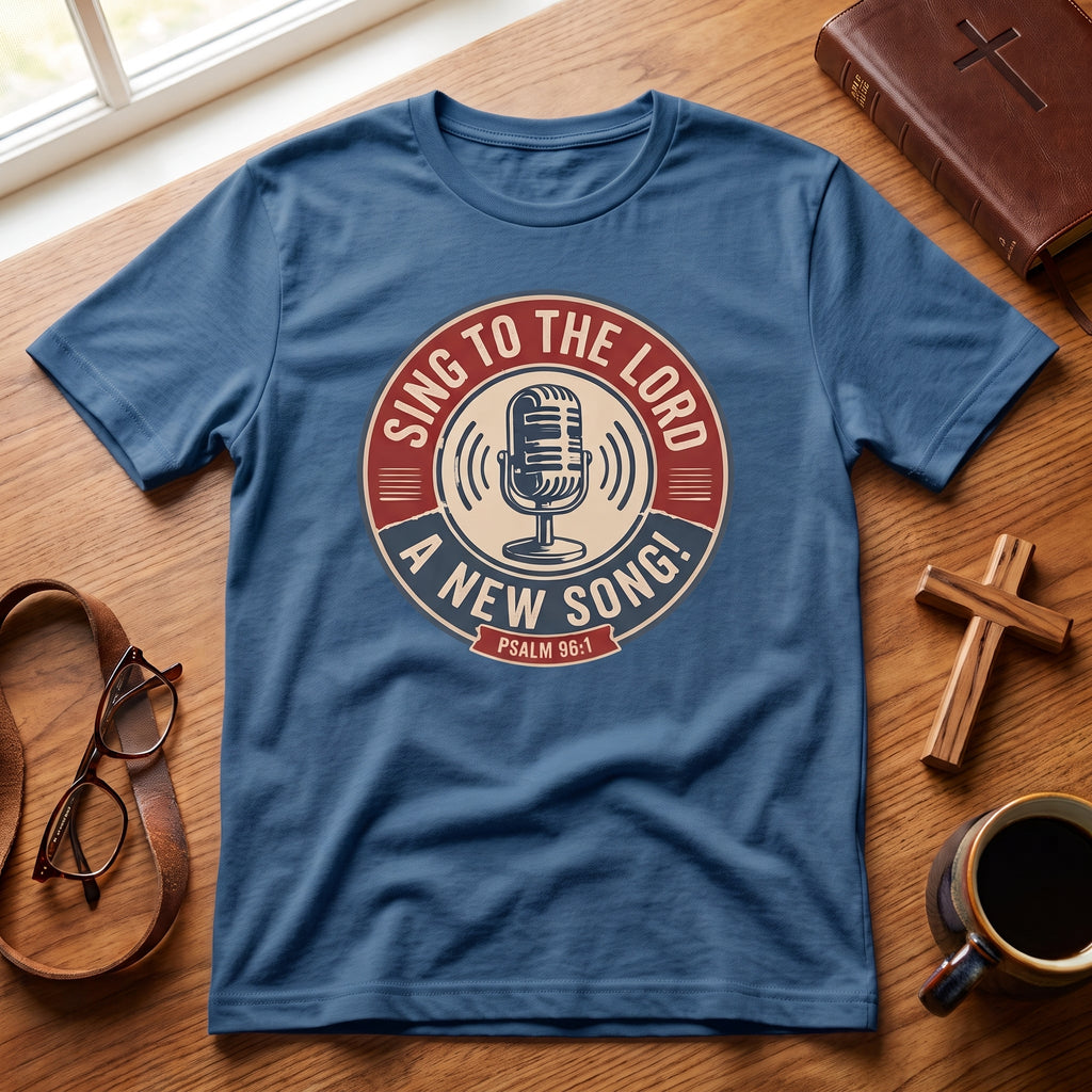 T-Shirt — "Sing to the Lord" Vintage Microphone Christian Music Tee