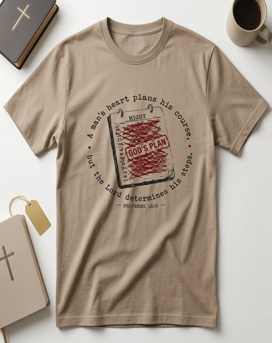Christian T-Shirt — "God’s Plan" Journal Graphic with Scripture Quote